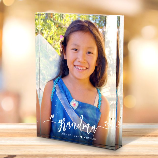 Calligrafie Oma Heart Individuelle Name Keepake Fotoblock (Von Creator hochgeladen)