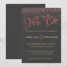 Calligrafie Rose Goldene Foil Einladung