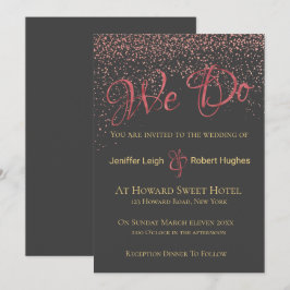 Calligrafie Rose Goldene Foil Einladung