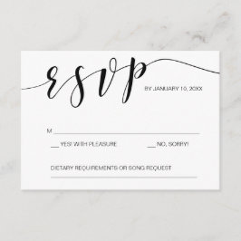 Calligrafie-RSVP-Kartenvorlage schwarz und weiß RSVP Karte