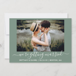 Calligrafie Sage Green Getried Save The Date