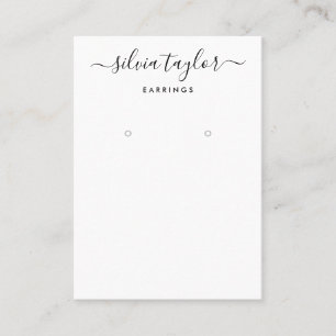 Calligrafie Schwarz-weiß Earring Display Card Visitenkarte