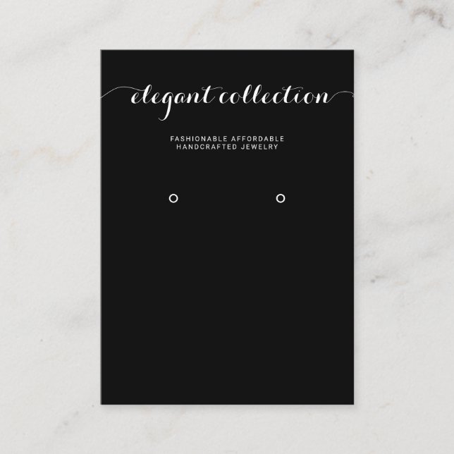 Calligrafie Schwarz-weiß Earring Display Visitenkarte (Vorderseite)