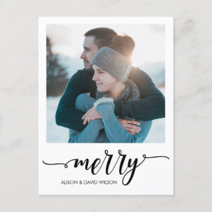 Calligrafie Script Merry Personalisiert Foto Feiertagspostkarte
