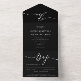 Calligrafie Simple Wedding Black All In One Einladung