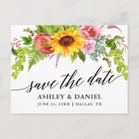 Calligrafie Sunflower Boho Floral Save the Date