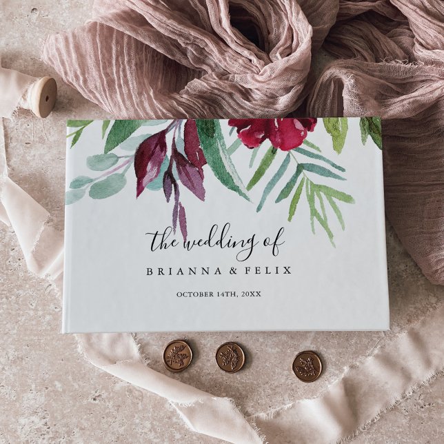 Calligrafie Tropical Colored Floral Wedding Gästebuch (Von Creator hochgeladen)