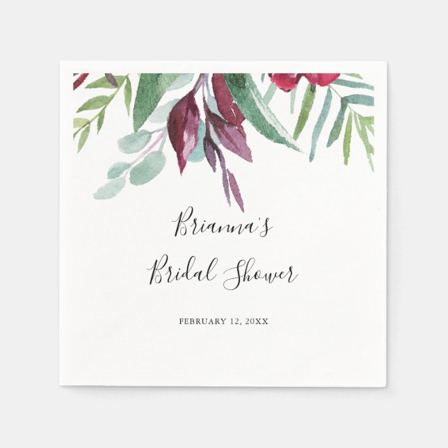 Calligrafie Tropisches Brautparty Serviette (Vorderseite)