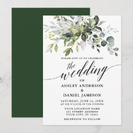 Calligrafie Watercolor Greenerity Wedding Einladung