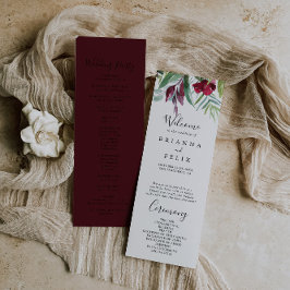 Calligrafisches Hochzeitsprogramm für tropische Fl Programm