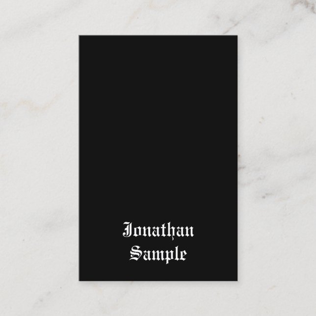 Calligrafisches Skript Klassischer Schwarz-weißer  Visitenkarte (Vorderseite)