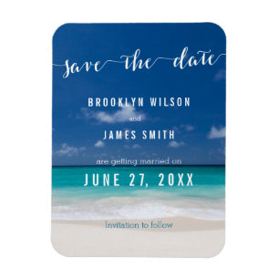 Calligrafy Beach Wedding speichert die Datumsmagne Magnet