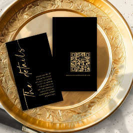 Calligrafy Black Gold QR Code Hochzeitdetails Begleitkarte
