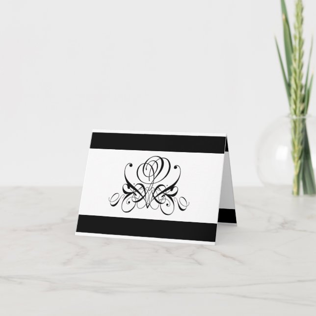 Calligrafy Black Rose Wedding Dankeskarte (Vorderseite)