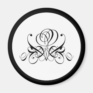 Calligrafy Black Rose Wedding Magnet