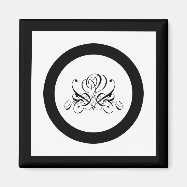 Calligrafy Black Rose Wedding Magnet (Vorne)