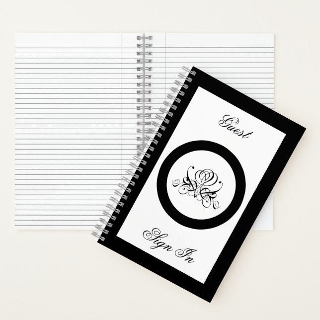 Calligrafy Black Rose Wedding Notizbuch (Innen)