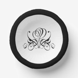 Calligrafy Black Rose Wedding Pappteller