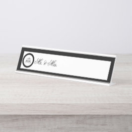 Calligrafy Black Rose Wedding Schreibtischnamensplakette