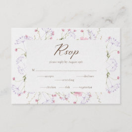 Calligrafy Cream Watercolor Wildblume RSVP Card Begleitkarte
