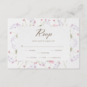 Calligrafy Cream Watercolor Wildblume RSVP Card Begleitkarte