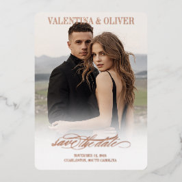Calligrafy Foto Wedding Save the Date Card Folieneinladung
