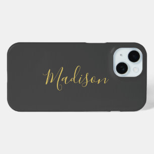 Calligrafy Gold Color Gray Custom Personal Edit Case-Mate iPhone Hülle