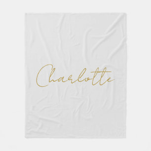 Calligrafy Gold Color Gray Custom Personal Edit Fleecedecke