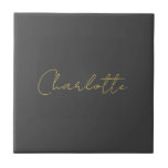 Calligrafy Gold Color Gray Custom Personal Edit Fliese<br><div class="desc">Wenn Sie ein einfaches,  lesbares und minimalistisches Design suchen,  dann ist dies für Sie.</div>