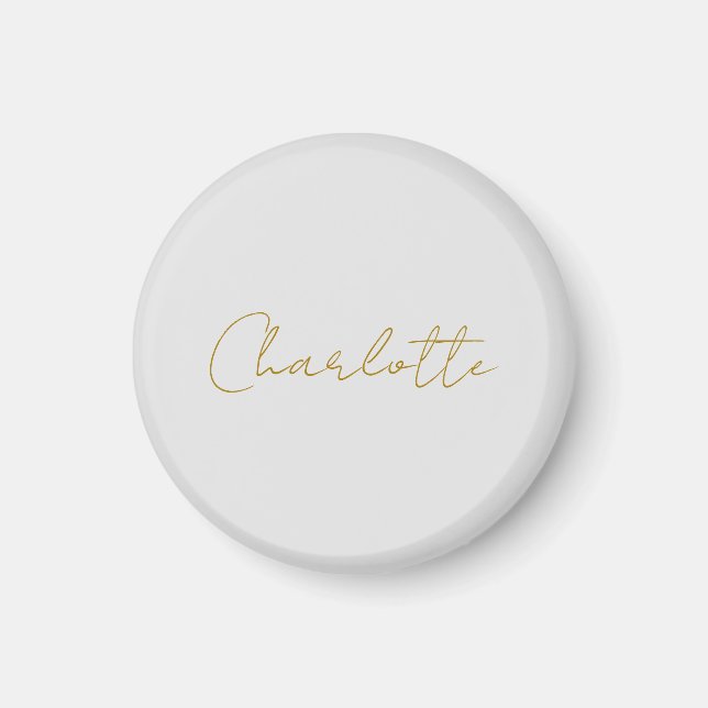 Calligrafy Gold Color Gray Custom Personal Edit Magnet (Vorne)