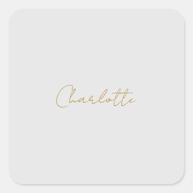 Calligrafy Gold Color Gray Custom Personal Edit Quadratischer Aufkleber (Vorderseite)