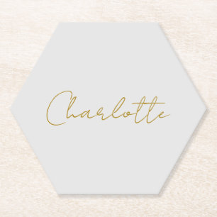 Calligrafy Gold Color Gray Custom Personal Edit Untersetzer