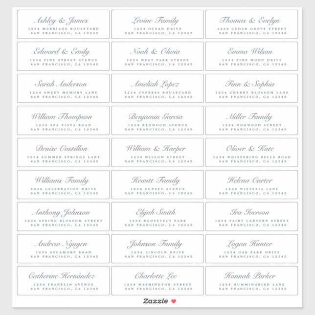 Calligrafy Guest Address Labels ORDER 8" oder 14"! (Blatt)