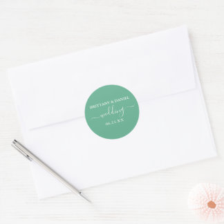 Calligrafy Mint Green Wedding Umschlag Aufkleber