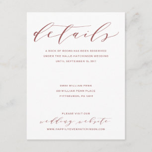 Calligrafy Wedding Details Card   Burgund Begleitkarte