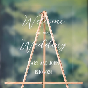 Calligrafy white stylish script weding welcome acrylschild
