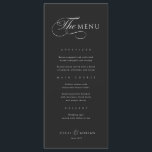 Calligraphic Elegant Black Wedding Menu Menükarte<br><div class="desc">This minimalist wedding menu will add a touch of elegance to your Wedding party decor. Light beige background makes this design great for a fall wedding. All text is editable,  just click on 'Edit with design tool'. Corresponding day-of stationery products are also available.</div>