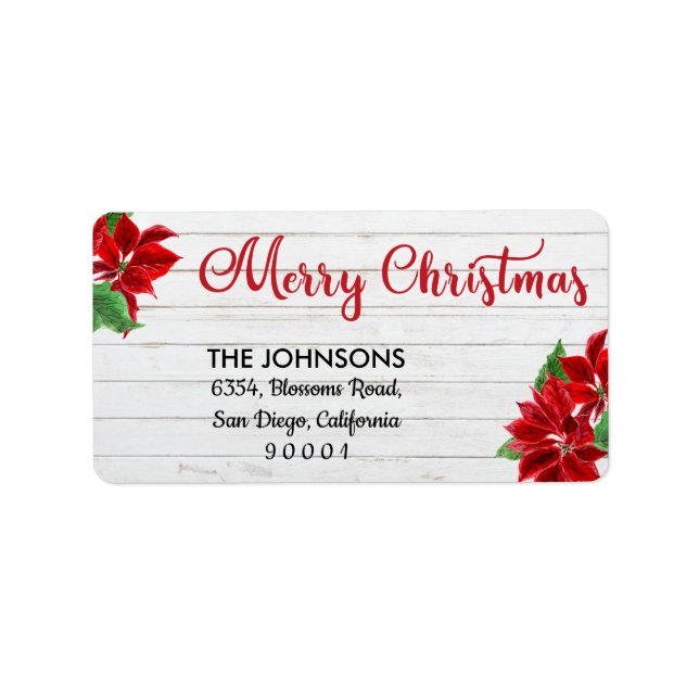 Calligraphic Merry Christmas Address Label Adressaufkleber (Vorne)