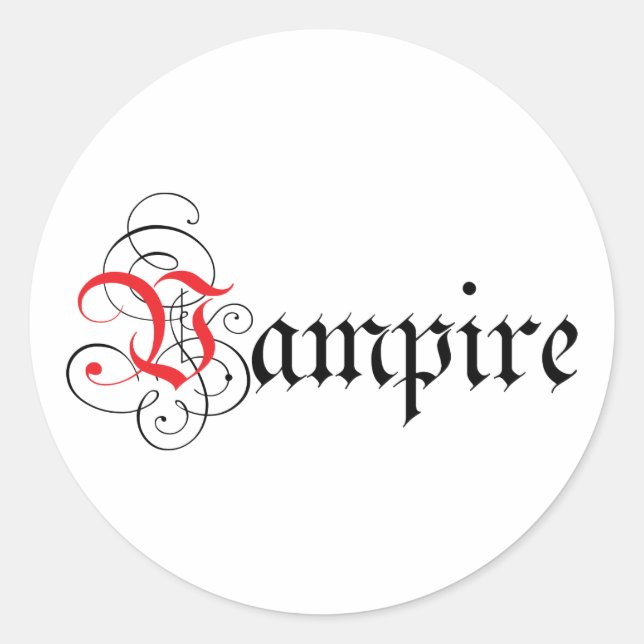 Calligraphic Vampire Runder Aufkleber (Vorderseite)