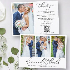 Calligraphie 4 Foto Liebe dank QR Code Hochzeit Dankeskarte