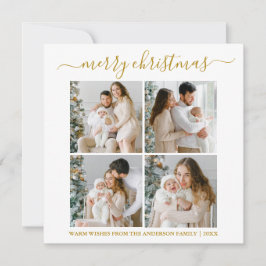 Calligraphie 4 Foto Merry Christmas Gold Square Feiertagskarte