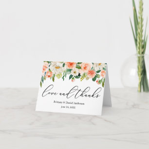Calligraphie Aimer Merci Coral Blanc Floral Note
