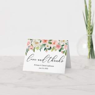 Calligraphie Aimer Merci Rose Blanc Floral Note