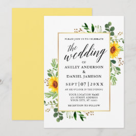 Calligraphie Aquarellgarten Sonnenblumen Hochzeit Einladung
