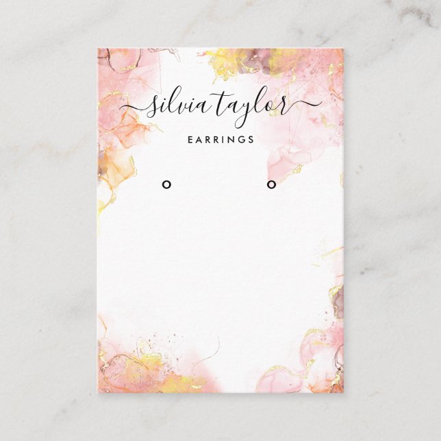 Calligraphie art Blush Pink Earring carte d'affich (Devant)