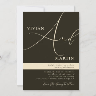 Calligraphie Big Bold "and" Dark Green Wedding Einladung