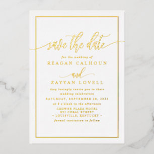 Calligraphie Blanc Et Or Enregistrer La Carte Foil