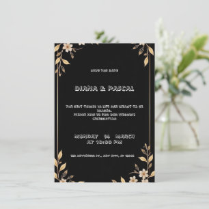Calligraphie blanche et faire-part de mariage flor