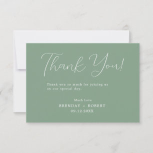 Calligraphie blanche sur Sage Green Carte de remer