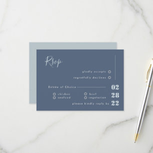 Calligraphie bleu et gris bleu foncé Mariage RSVP